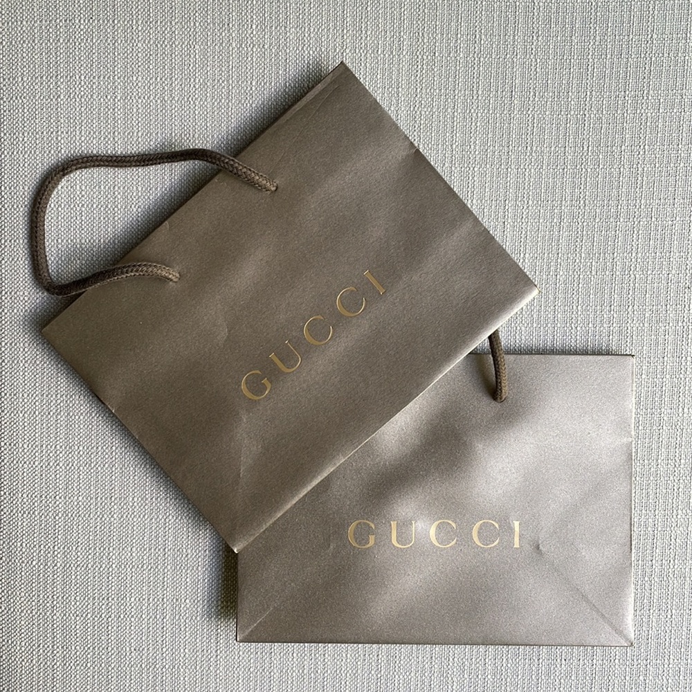 GUCCI authentic brown small paper bag set of 2